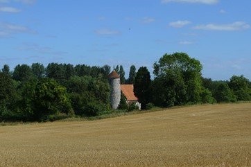 The church from outside showing the tower